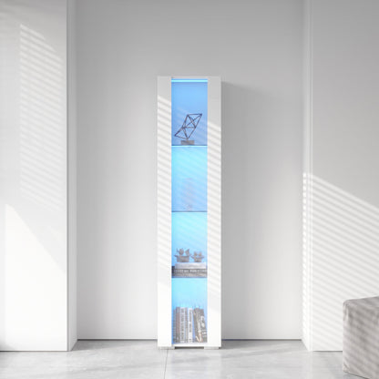 Side cabinet with aluminum strip lamp, white finish and blue illuminated panel on Tampa Home & Garden Store