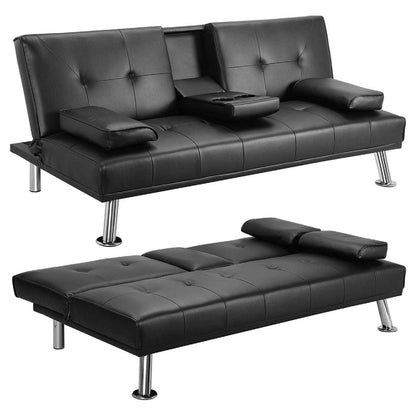 Modern Faux Leather Convertible Sofa and Bed