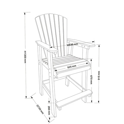 Outdoor Hdpe Bar Chair and Adirondack Set 2