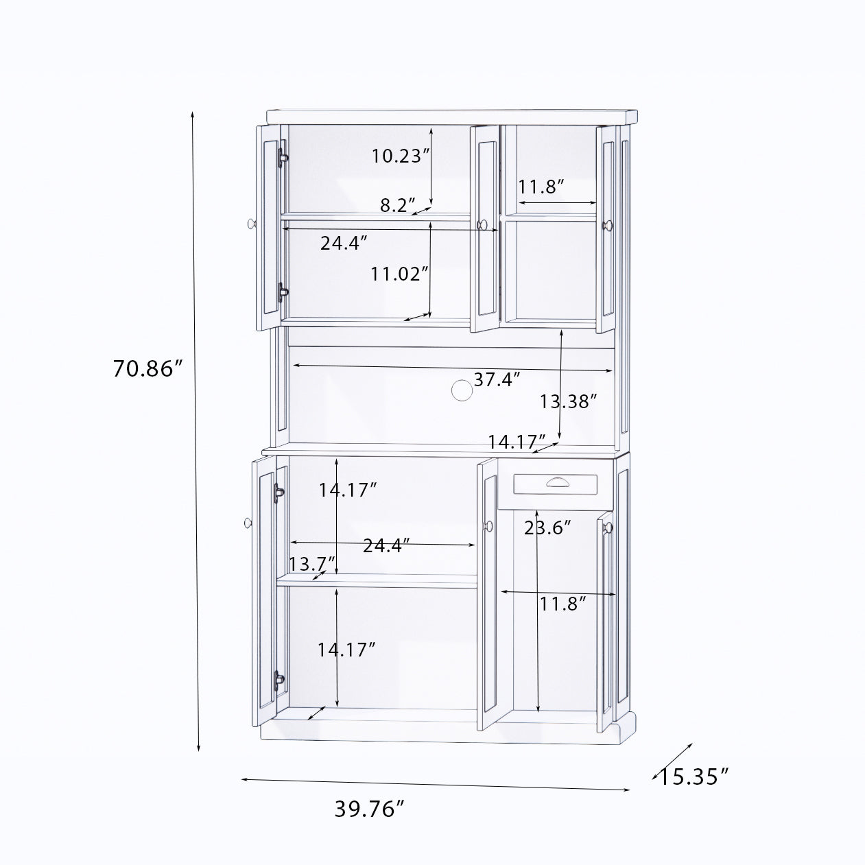 Kitchen Pantry Storage Cabinet and Microwave Rack