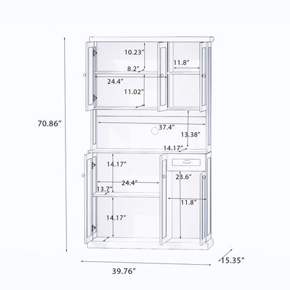 Kitchen Pantry Storage Cabinet and Microwave Rack