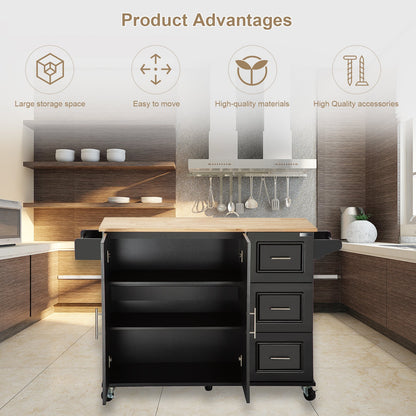 Mobile Kitchen Island and Rubber Wood Cart