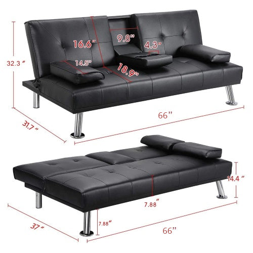 Modern Faux Leather Convertible Sofa and Bed