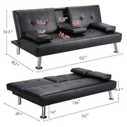 Modern Faux Leather Convertible Sofa and Bed