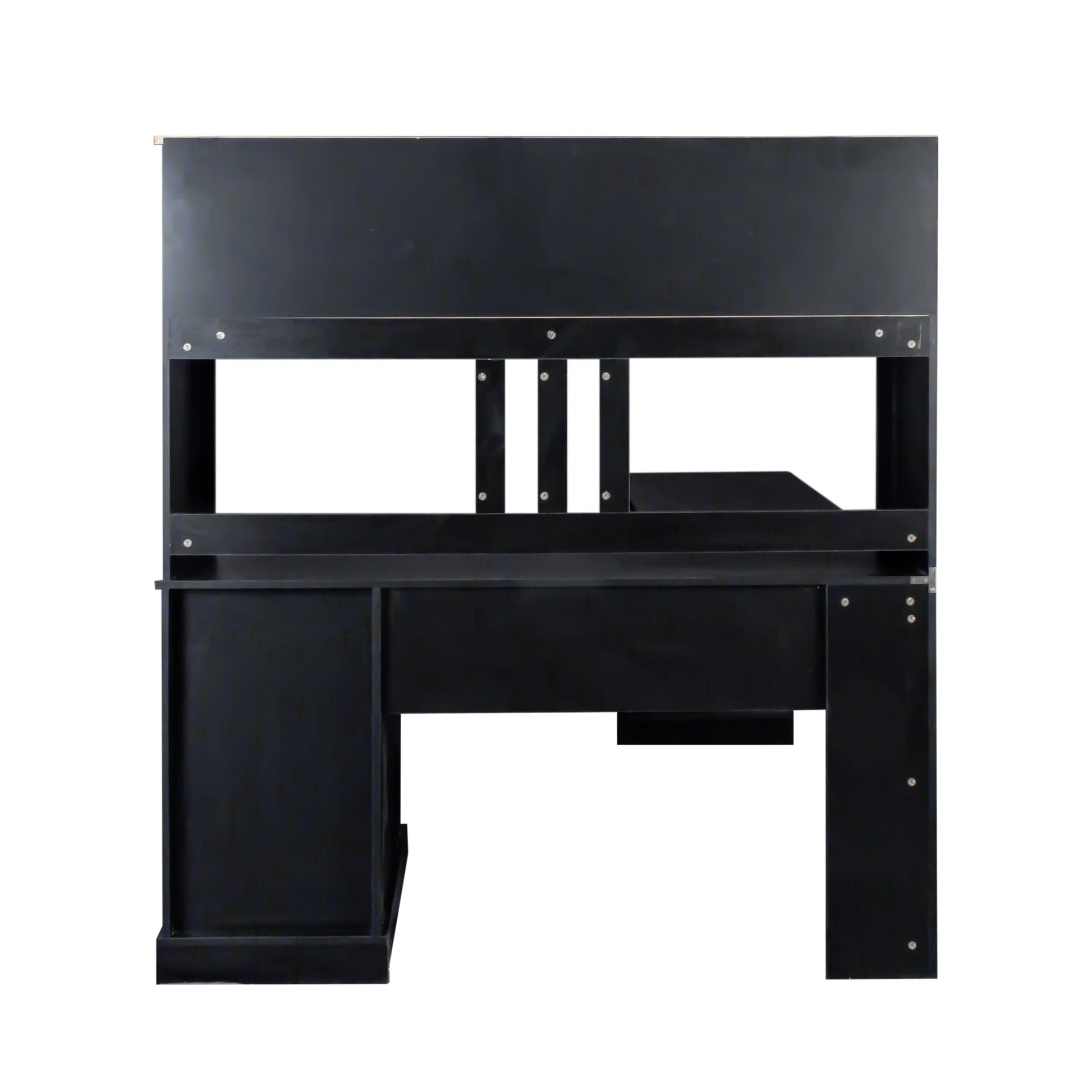 Home Office Computer Desk with Hutch, antiqued black metal frame by HouseOfZazla on Tampa Home & Garden Store