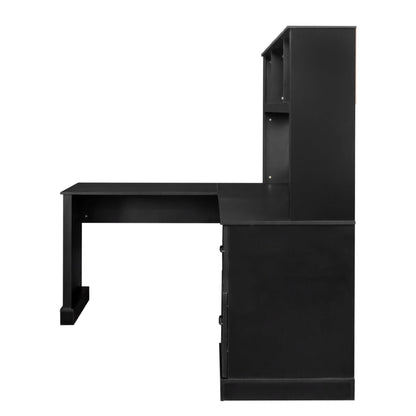 Home Office Computer Desk with Hutch Antiqued Black with open shelving on Tampa Home & Garden Store