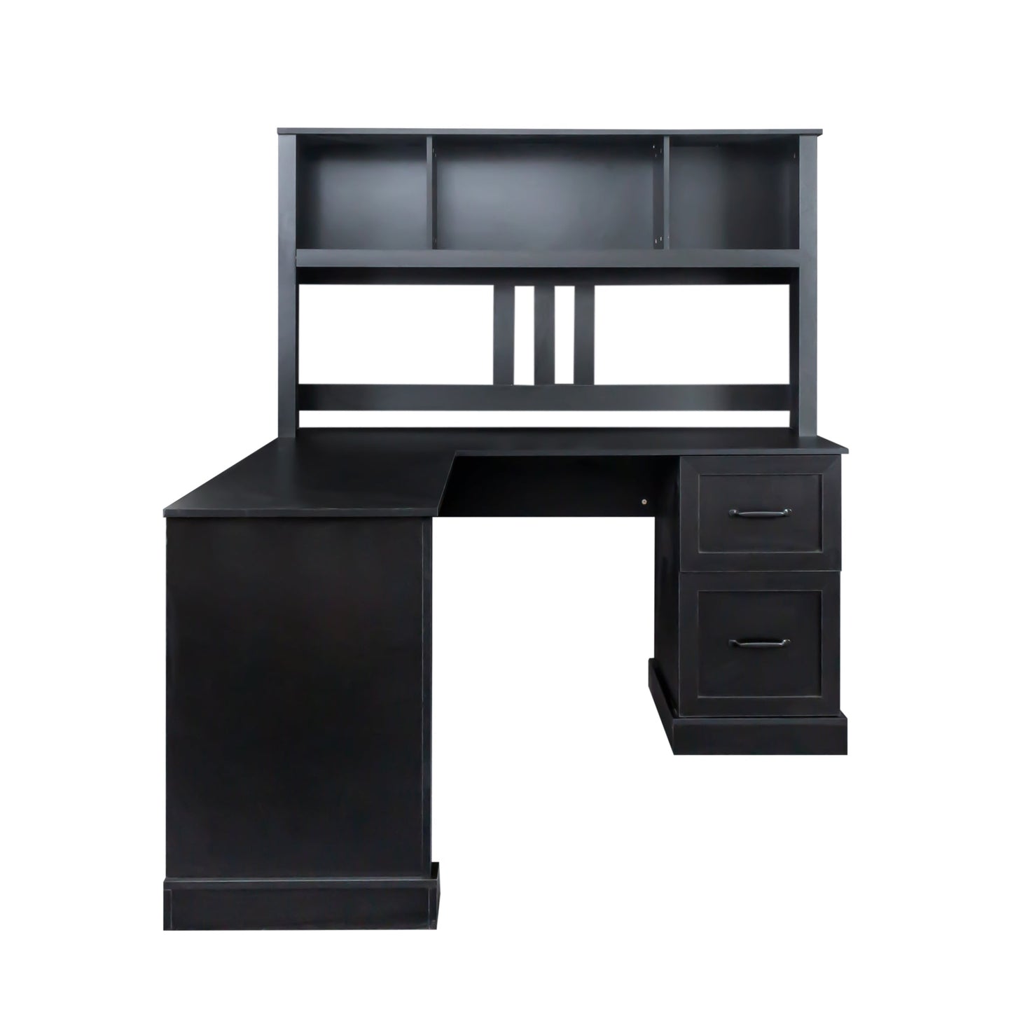 Home Office Computer Desk with Hutch in Antiqued Black by HouseOfZazla with built-in shelves on Tampa Home & Garden Store