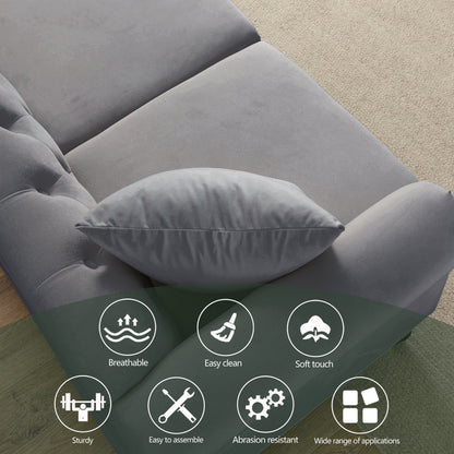 Solid 79 Inch Chesterfield Sofa And Two Pillows