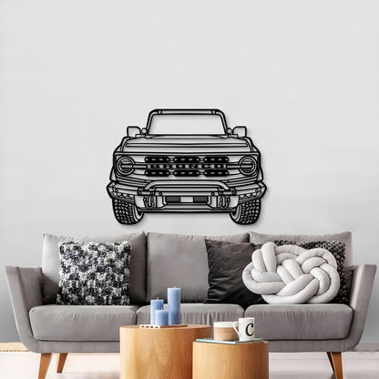 2022 Bronco Front View Metal Car Wall Art MT1352 by Modello Turbo, bold black line illustration on Tampa Home & Garden Store