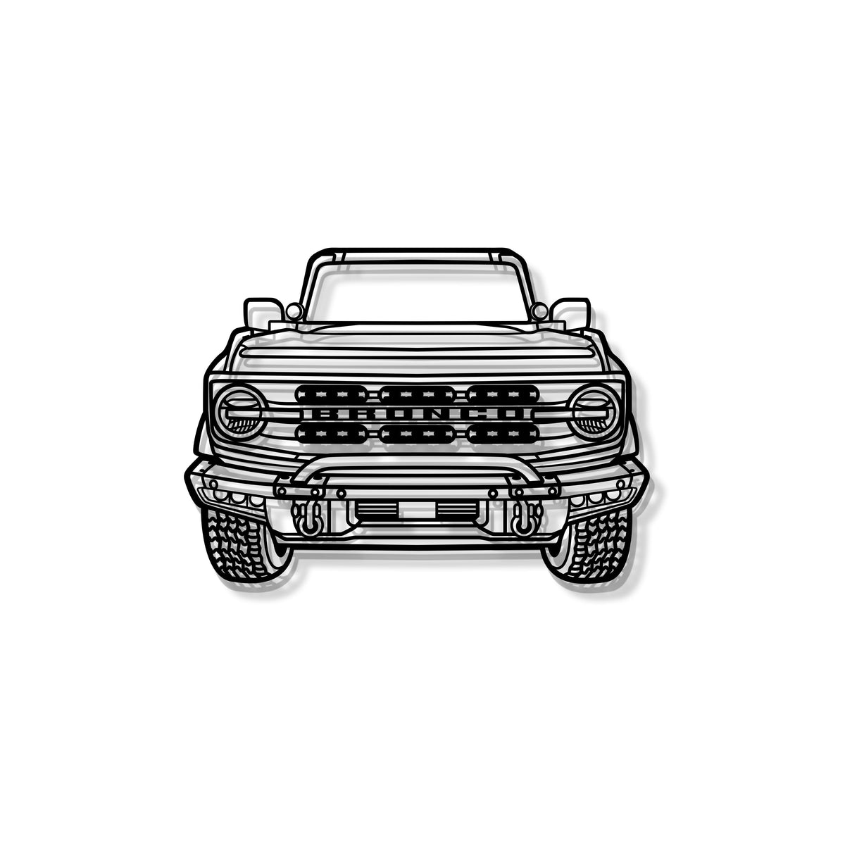 2022 Bronco front-view metal car wall art in black line art by Modello Turbo MT1352 on Tampa Home & Garden Store