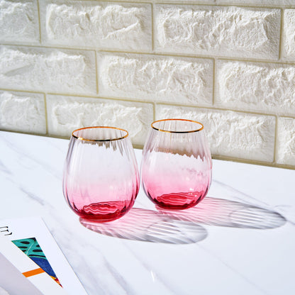 Elegant Waterfall Stemless Wine Glasses and Set