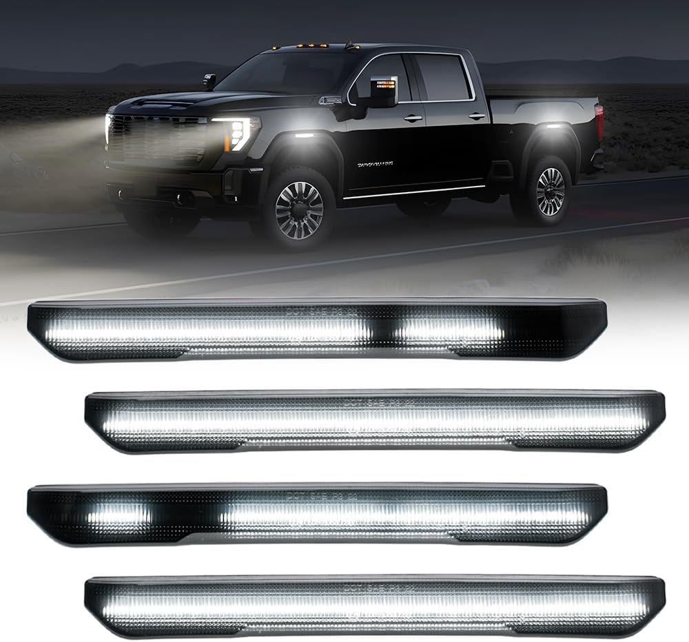GMC Sierra HD 2500 smoked white amber scanning LED side markers set of 4 AutoLEDTech.com on Tampa Home & Garden Store