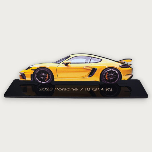 2023 Porsche 718 GT4 RS (2) Metal Car Wall Art, Color 2D Diecast Car Decor, Silhouette Metal Wall Art, Gift For Car Lovers, Detailed Color Metal Car - Tampa Home & Garden Store