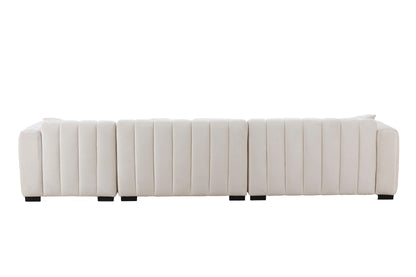 L-Shape Sectional Sofa with Deep Tufted Cream Velvet and Right Chaise by HouseOfZazla on Tampa Home & Garden Store