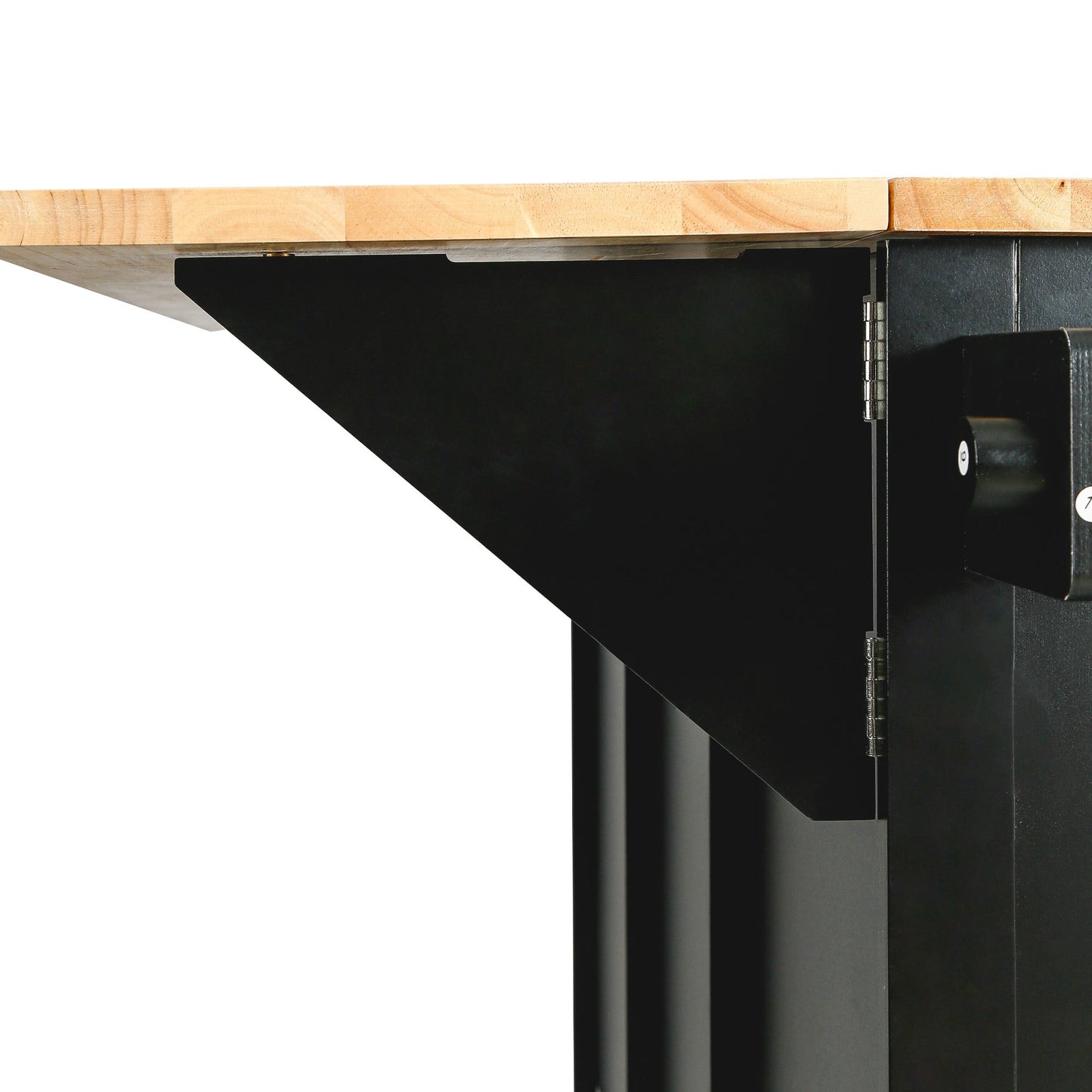Rubber wood drop-leaf kitchen cart with storage, natural wood top and black base on Tampa Home & Garden Store