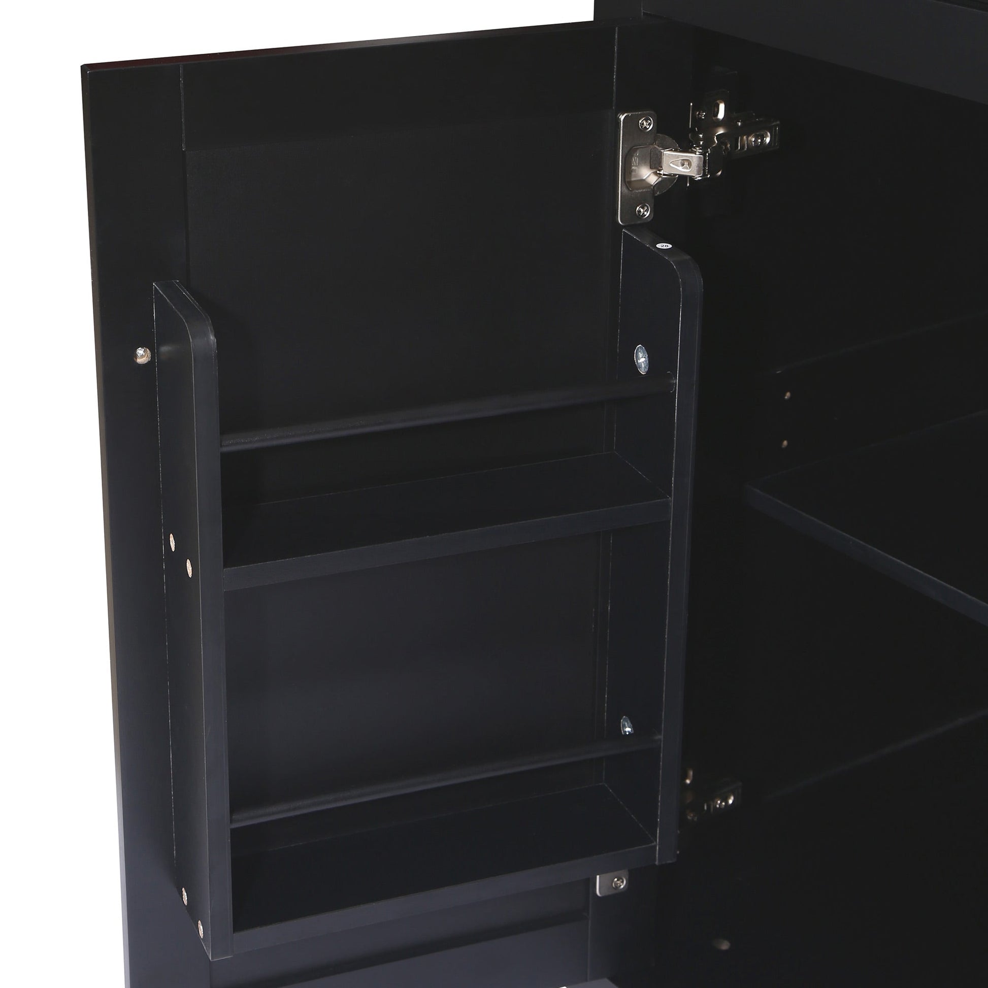 Rubber wood drop-leaf kitchen cart with storage, black finish, metal hinges on Tampa Home & Garden Store