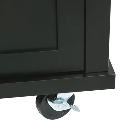 HouseOfZazla rubber wood drop-leaf kitchen cart with black finish and swivel caster wheel on Tampa Home & Garden Store