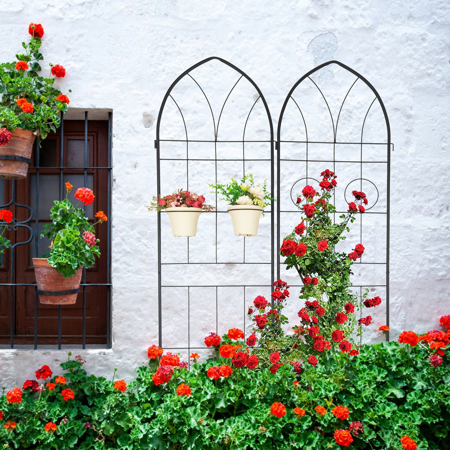 4 Pack Metal Garden Trellis arches by HouseOfZazla with black iron framework on Tampa Home & Garden Store