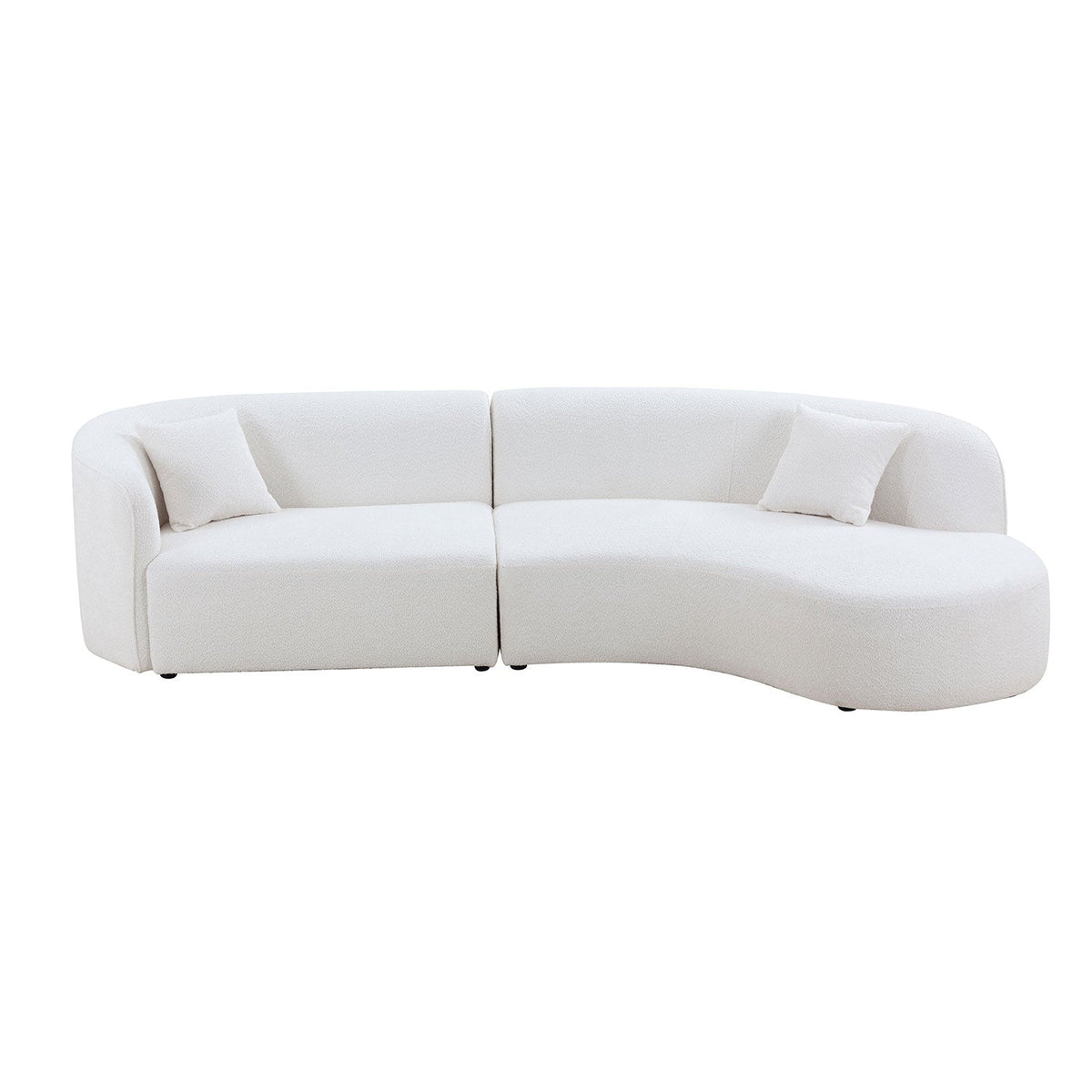 Two-piece curved sofa set in white textured upholstery by HouseOfZazla on Tampa Home & Garden Store