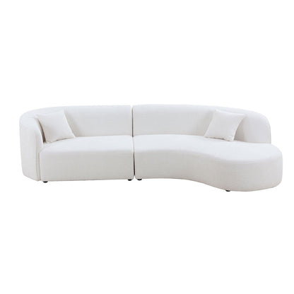 Two-piece curved sofa set in white textured upholstery by HouseOfZazla on Tampa Home & Garden Store