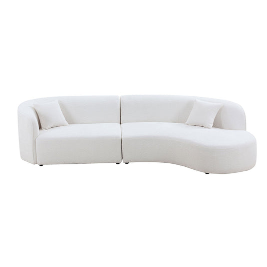 Two-piece curved sofa set in white textured upholstery by HouseOfZazla on Tampa Home & Garden Store