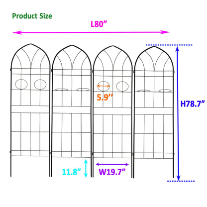 4-pack metal garden trellis by HouseOfZazla, black arched panels with grid design on Tampa Home & Garden Store