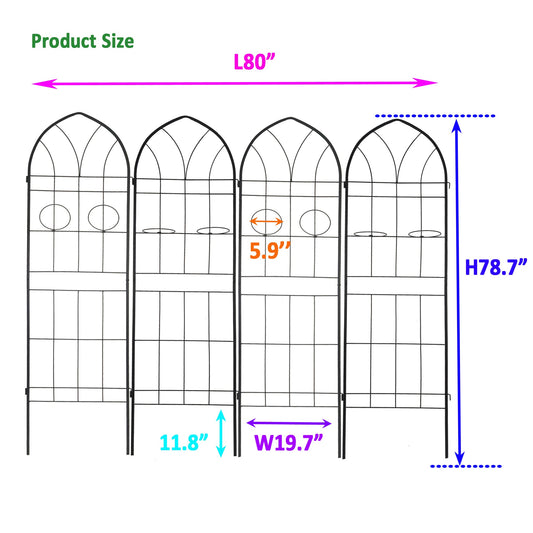4-pack metal garden trellis by HouseOfZazla, black arched panels with grid design on Tampa Home & Garden Store