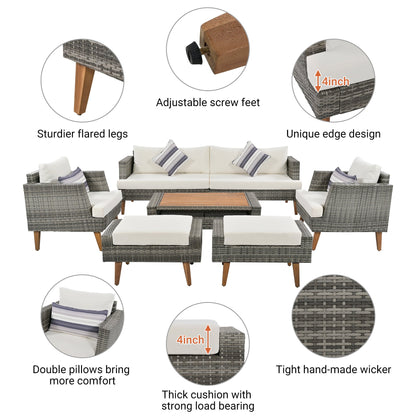 6 Piece Outdoor PE Wicker Sofa and Chairs