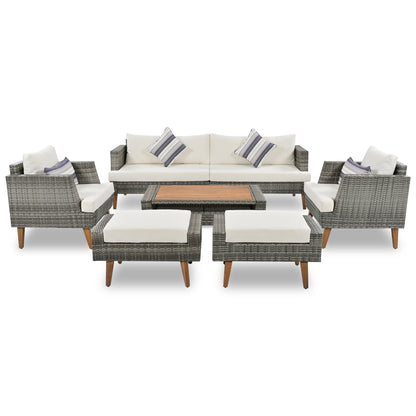 6 Piece Outdoor PE Wicker Sofa and Chairs