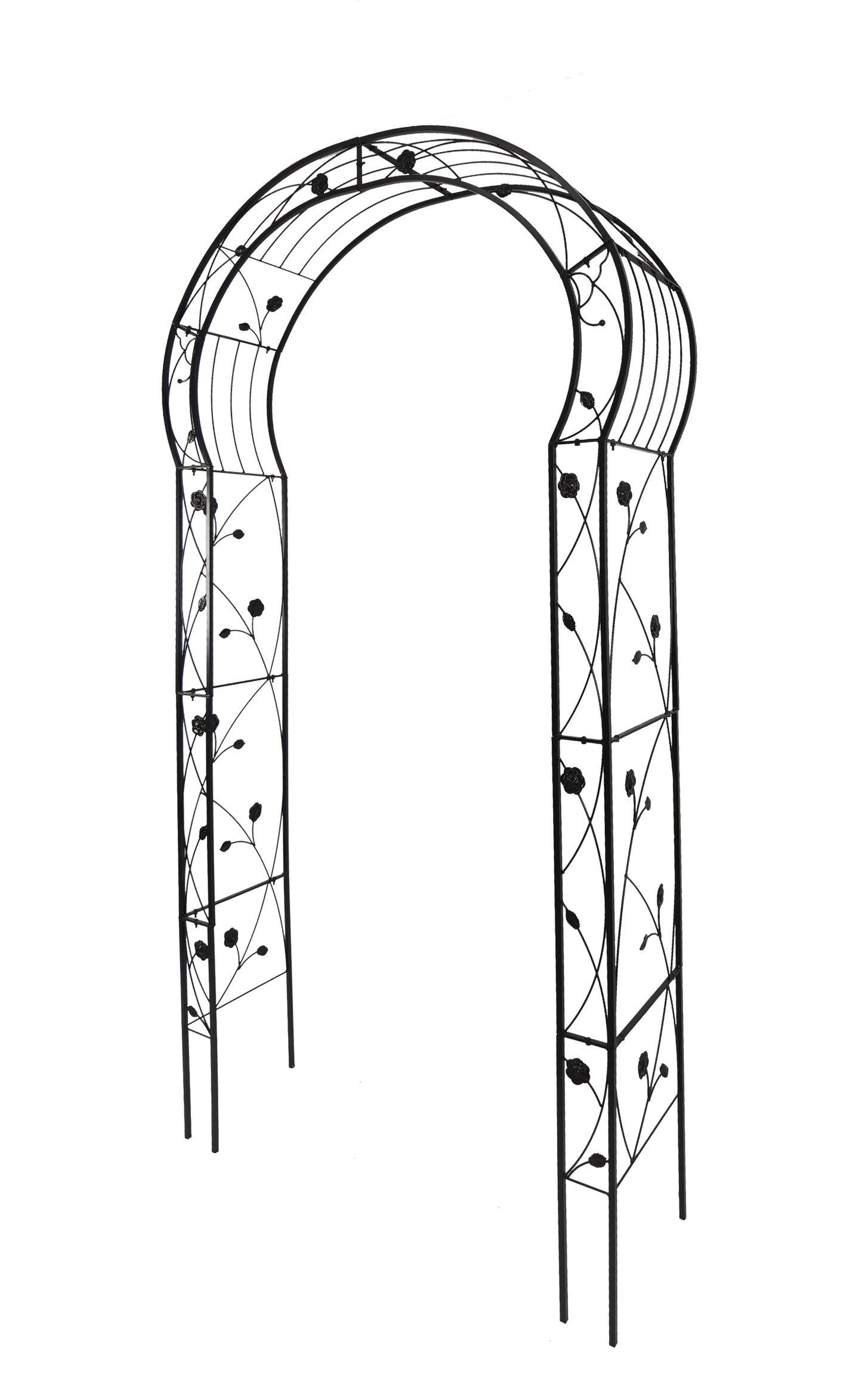Metal Garden Arch 8 Style Options by HouseOfZazla, black iron arch with vine and rose lattice on Tampa Home & Garden Store
