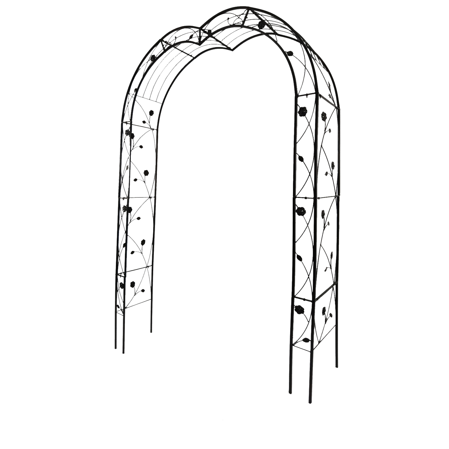 Metal garden arch with floral vine details, black finish, 2 arches included, HouseOfZazla on Tampa Home & Garden Store