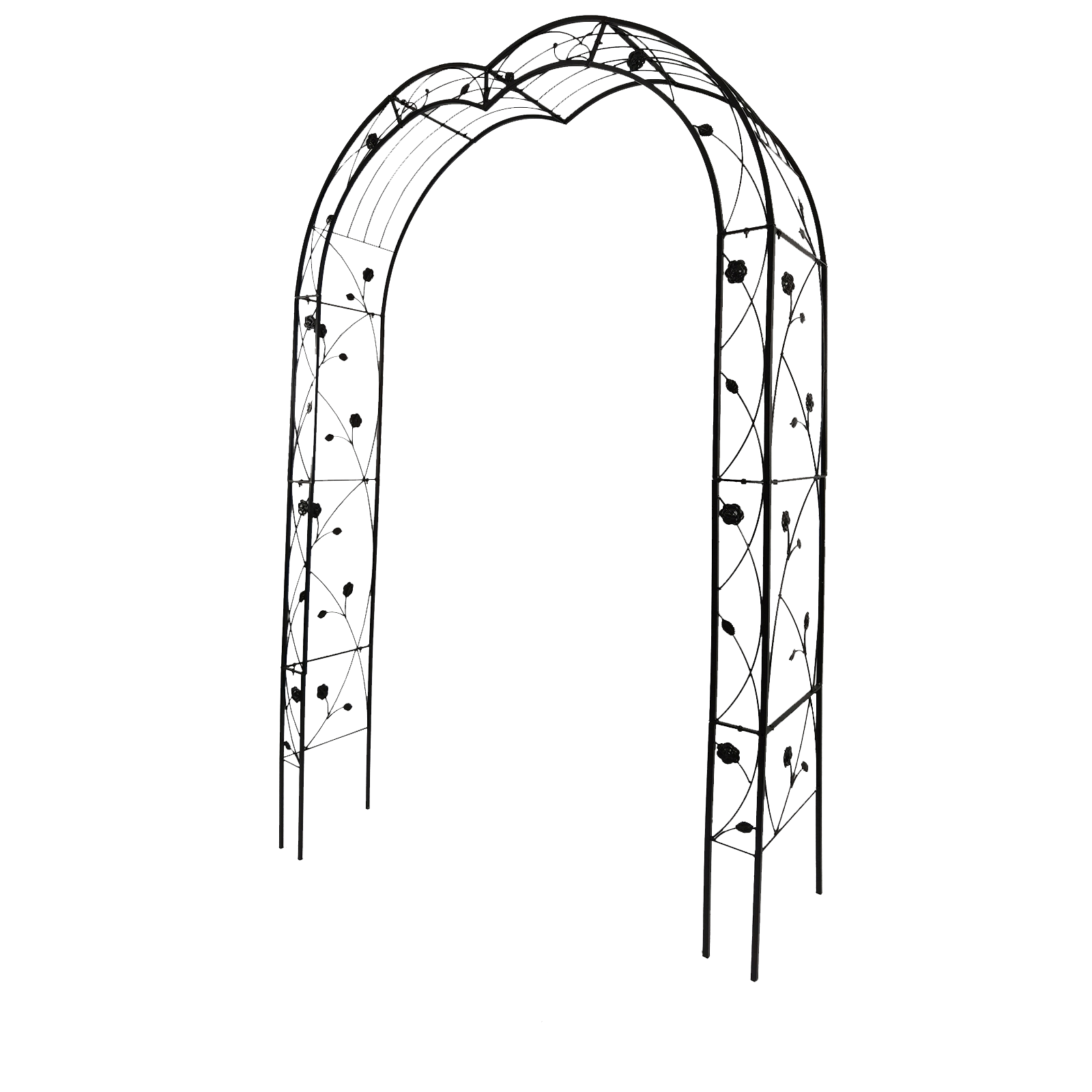Metal garden arch with floral vine details, black finish, 2 arches included, HouseOfZazla on Tampa Home & Garden Store