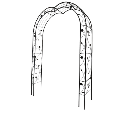 Metal garden arch with floral vine details, black finish, 2 arches included, HouseOfZazla on Tampa Home & Garden Store