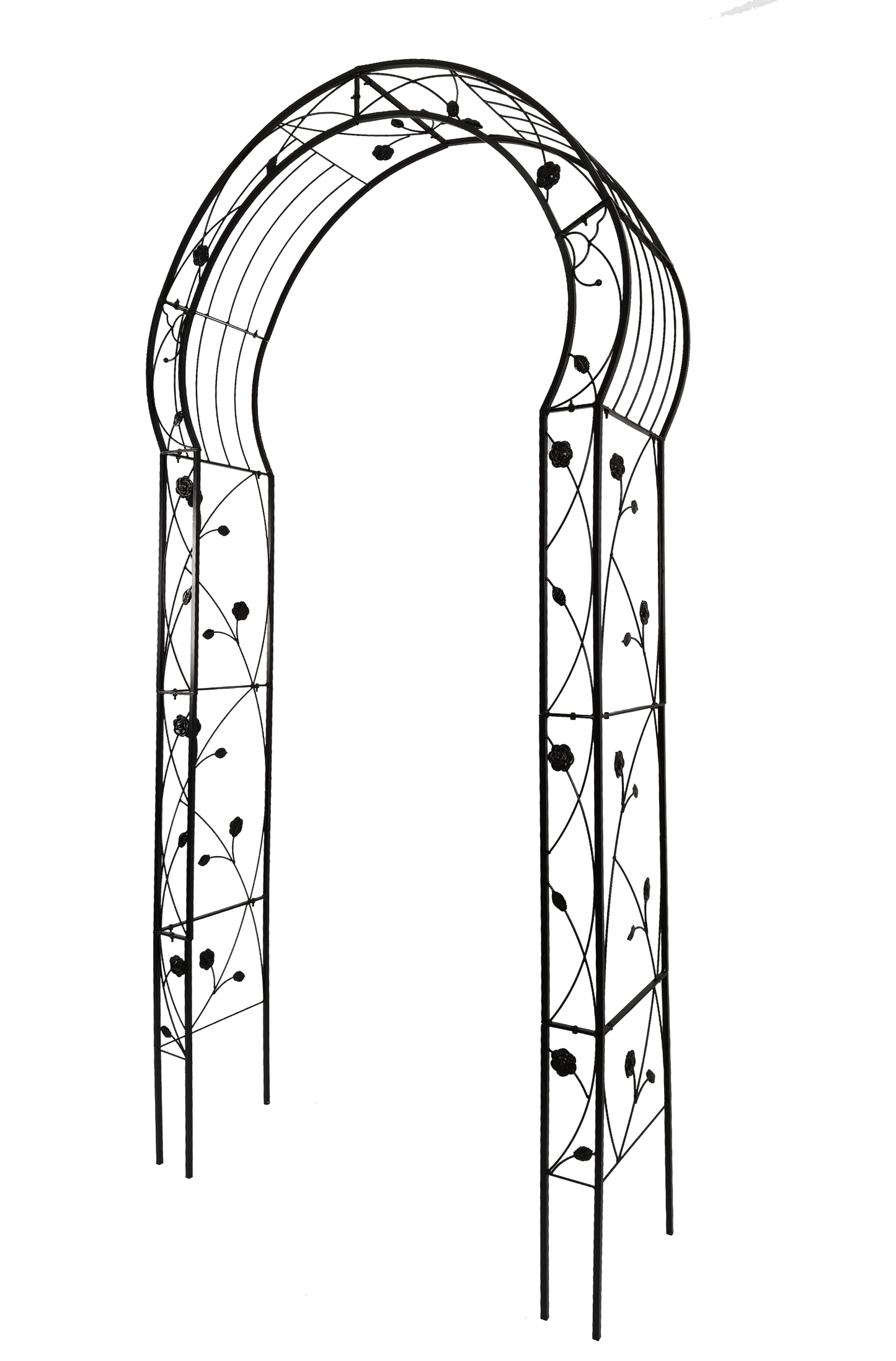 Metal garden arches pair by HouseOfZazla with rose vine motifs and arched frame 8 options on Tampa Home & Garden Store