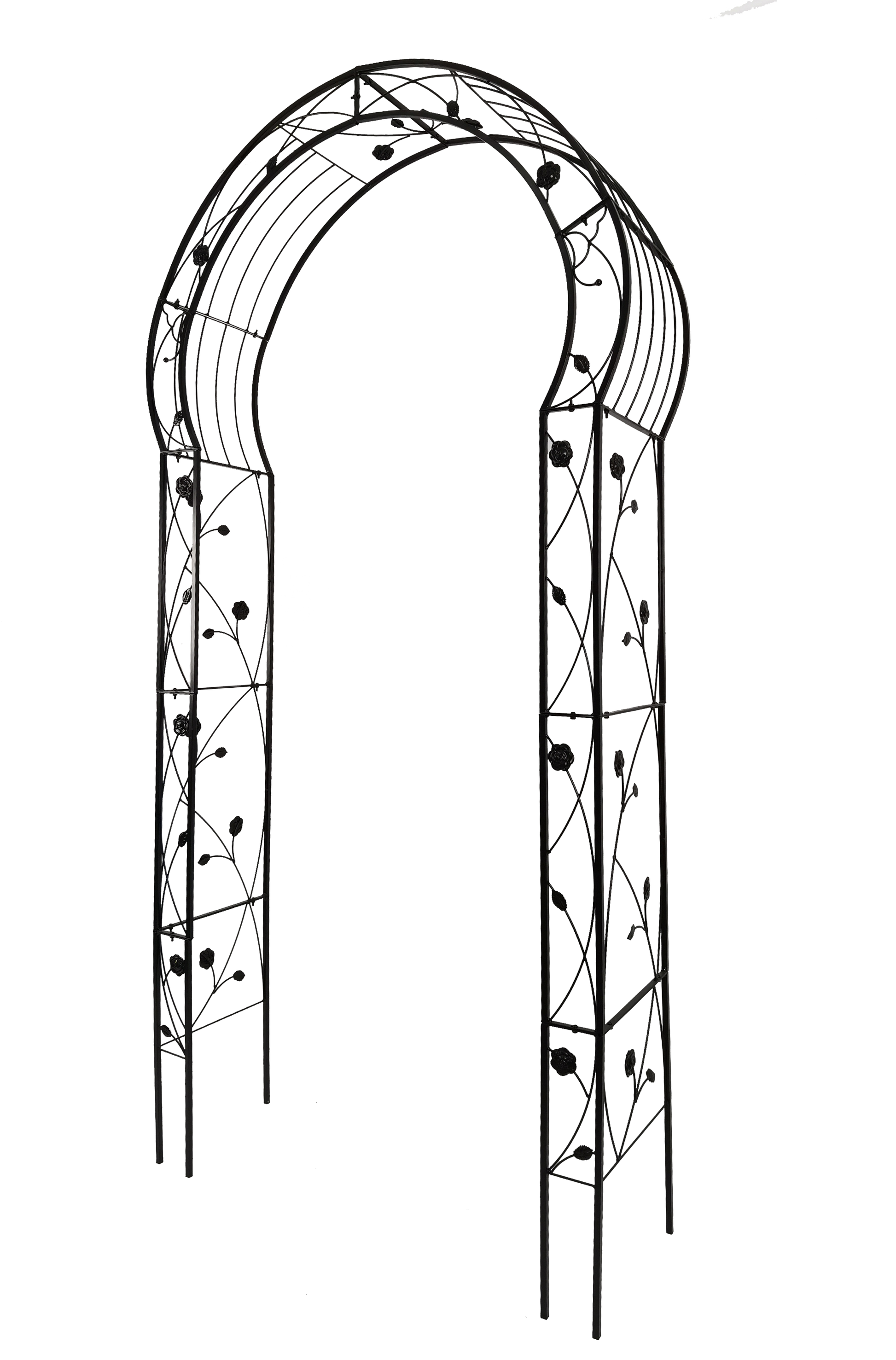 Metal garden arches pair by HouseOfZazla with rose vine motifs and arched frame 8 options on Tampa Home & Garden Store
