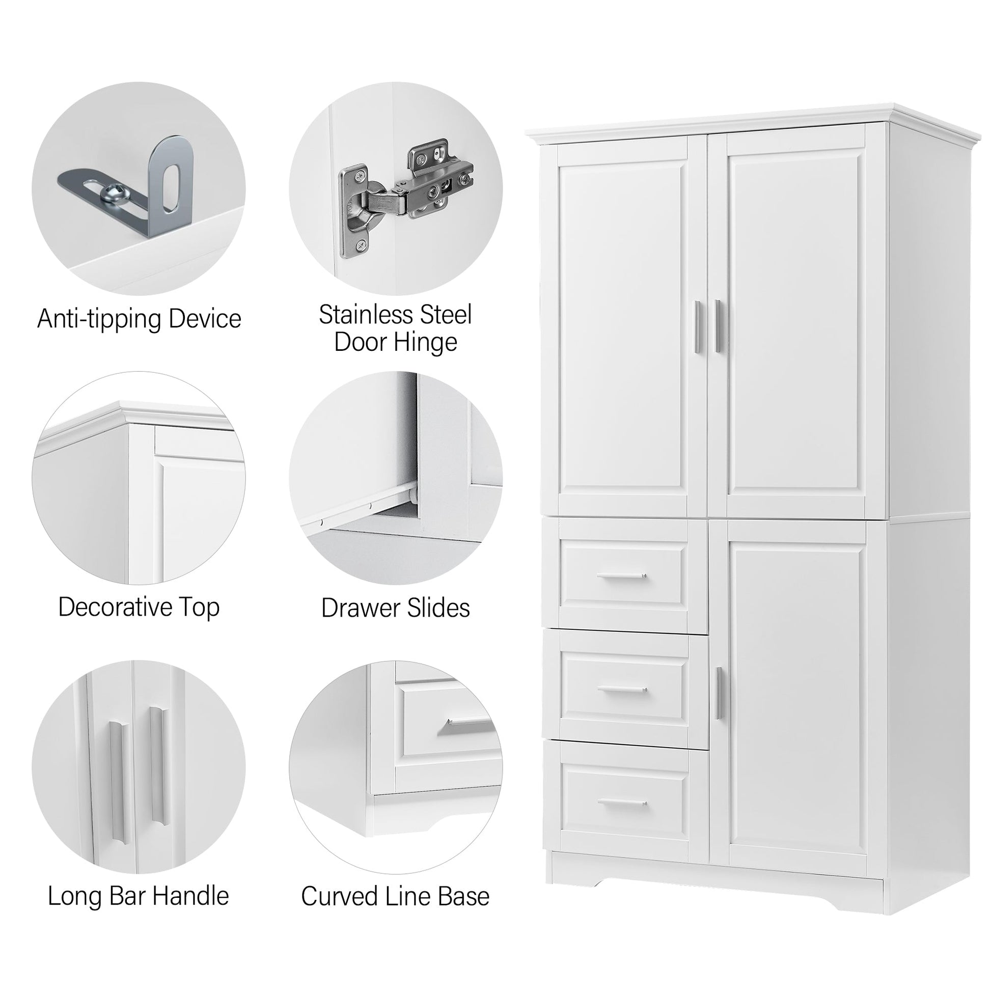 Tall white storage cabinet with doors and drawers by HouseOfZazla for bathroom or office storage on Tampa Home & Garden Store