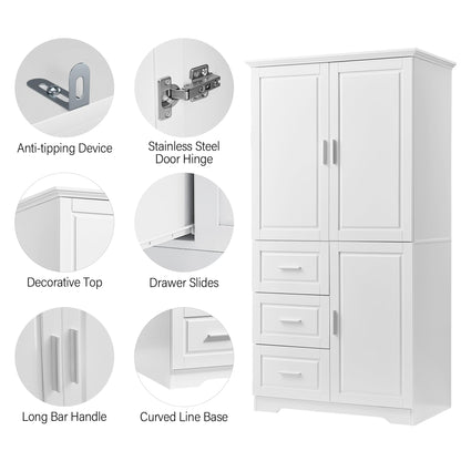 Tall white storage cabinet with doors and drawers by HouseOfZazla for bathroom or office storage on Tampa Home & Garden Store