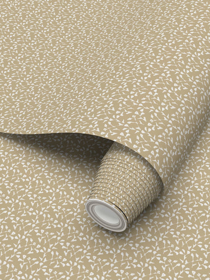 Genevieve Wallpaper (Linen) beige repeat pattern with white specks by Erin Donahue Tice on Tampa Home & Garden Store