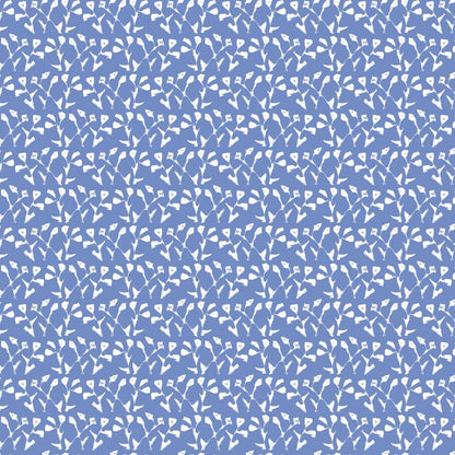 Genevieve Wallpaper Blue, repeat pattern with white abstract motif by Erin Donahue Tice on Tampa Home & Garden Store