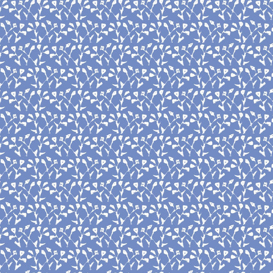 Genevieve Wallpaper Blue, repeat pattern with white abstract motif by Erin Donahue Tice on Tampa Home & Garden Store