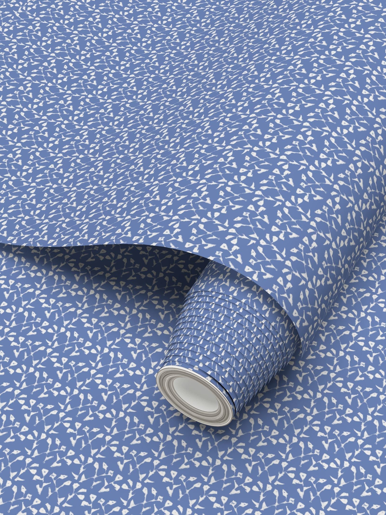 Genevieve wallpaper blue repeat pattern by Erin Donahue Tice, 2 rolls on Tampa Home & Garden Store