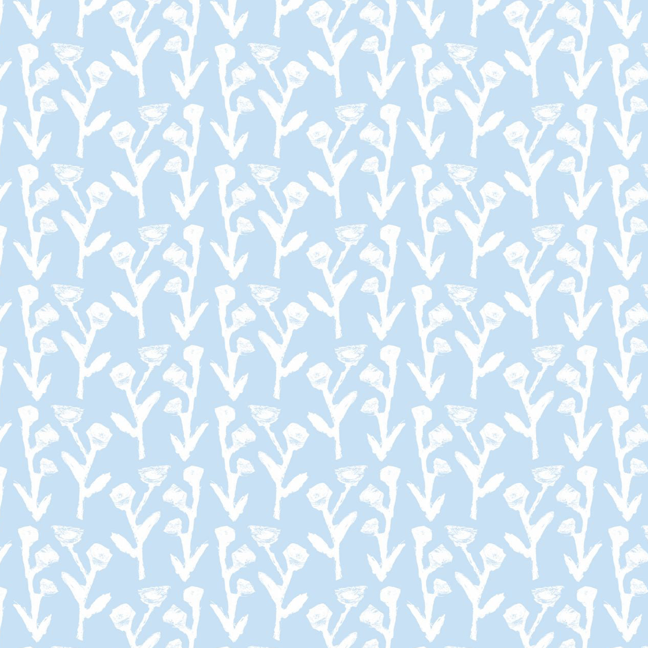 Ivy Manor Wallpaper Bluebird by Erin Donahue Tice with pale blue background and white stems on Tampa Home & Garden Store