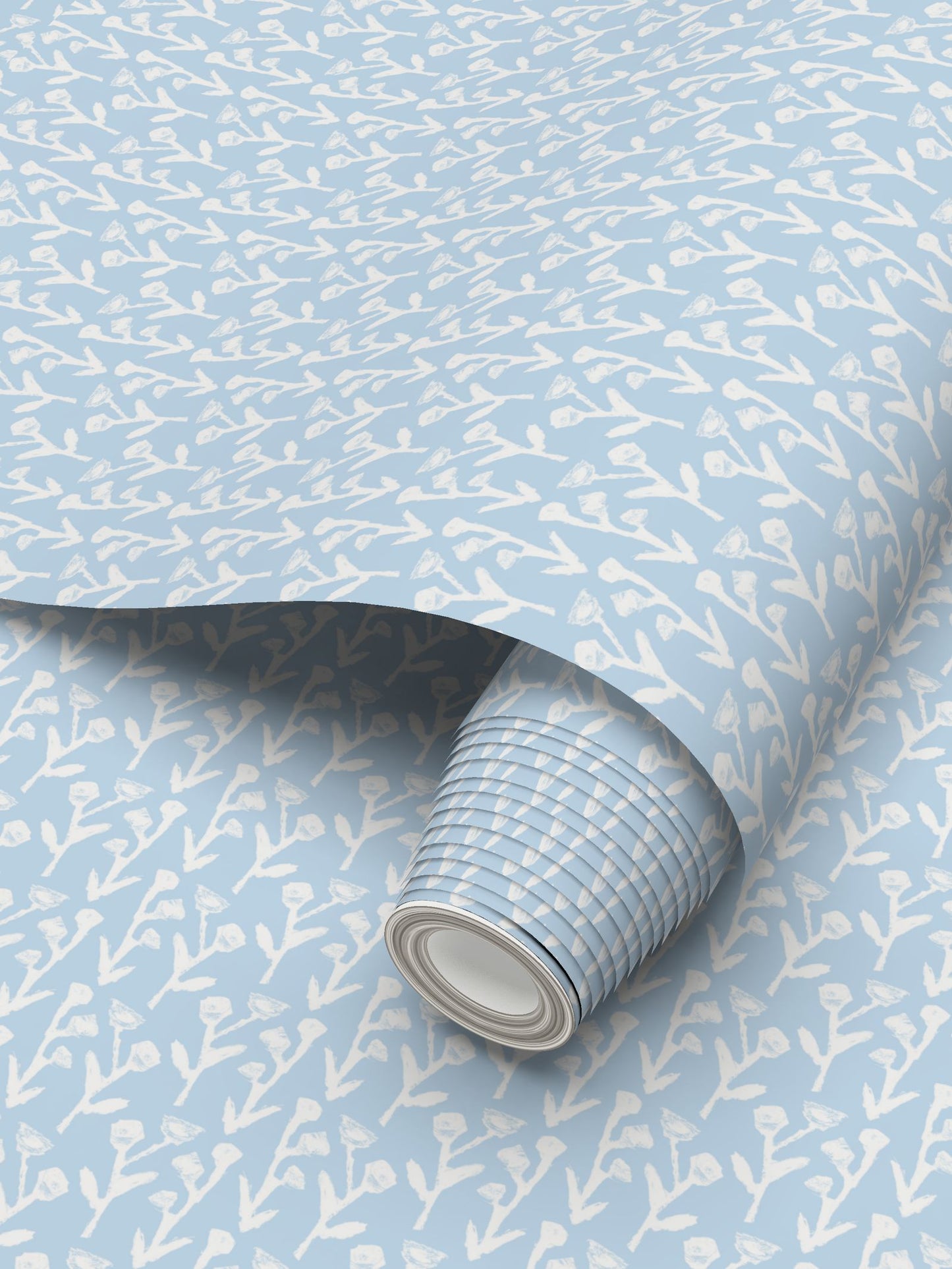 Ivy Manor Wallpaper Bluebird in light blue with white birds by Erin Donahue Tice on Tampa Home & Garden Store