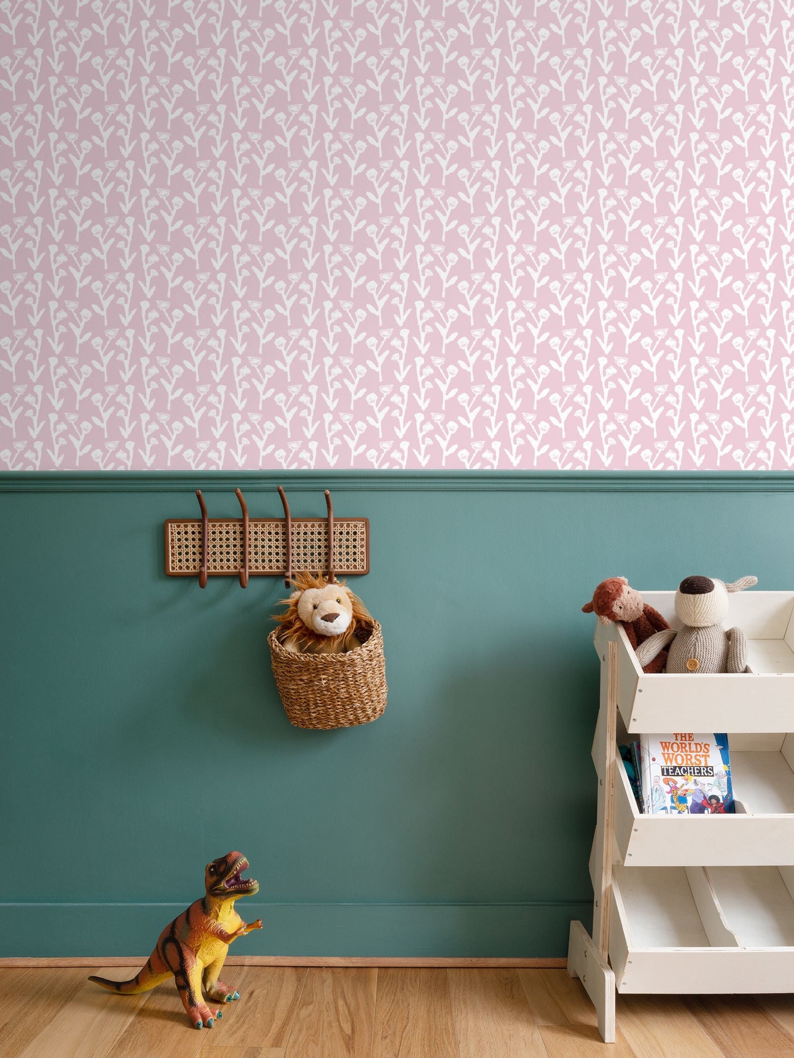 Ivy Manor Wallpaper Ballet repeat wallpaper in pink with white ivy motif by Erin Donahue Tice on Tampa Home & Garden Store