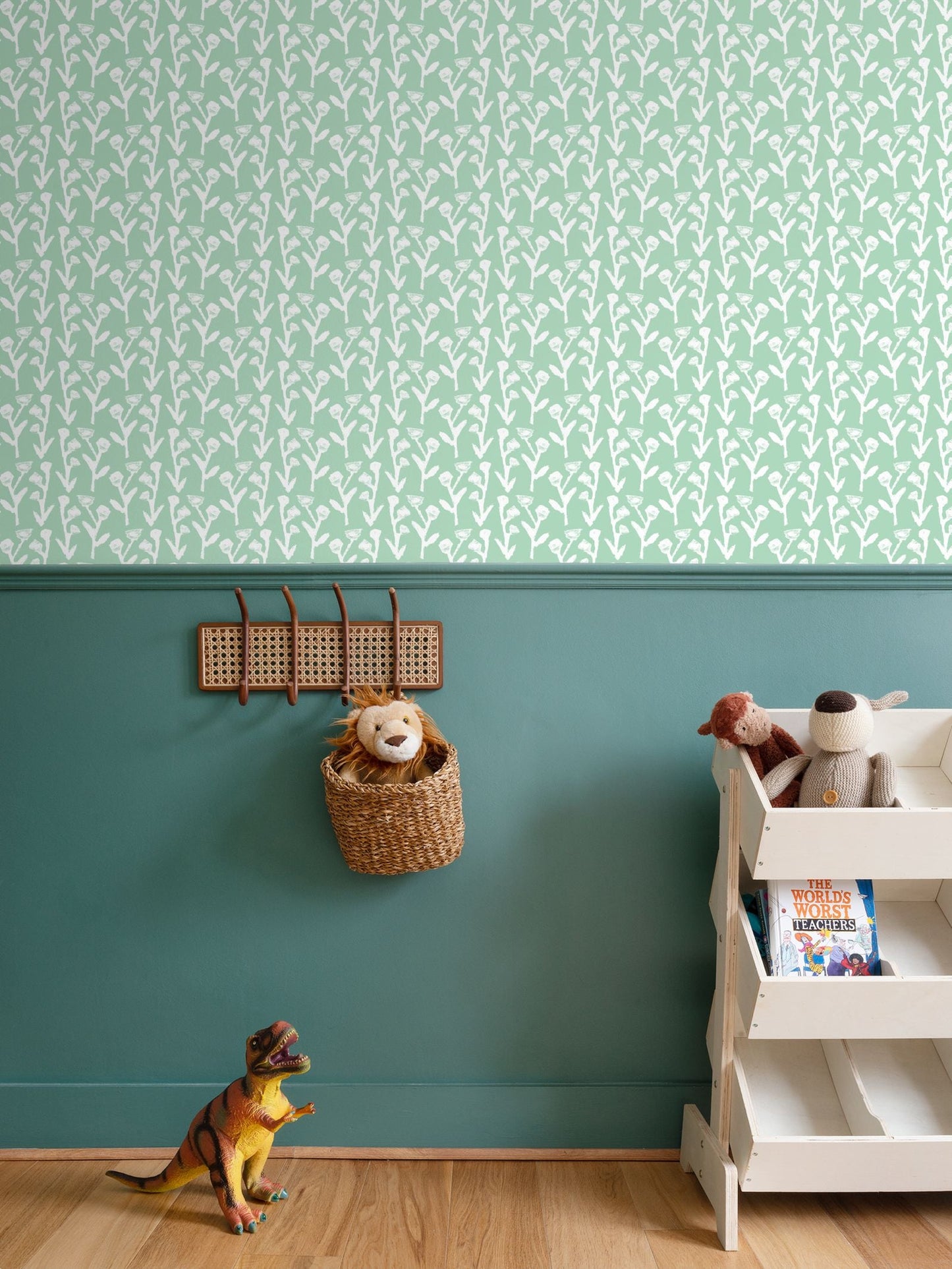 Ivy Manor Wallpaper (Mint) repeat pattern by Erin Donahue Tice on Tampa Home & Garden Store