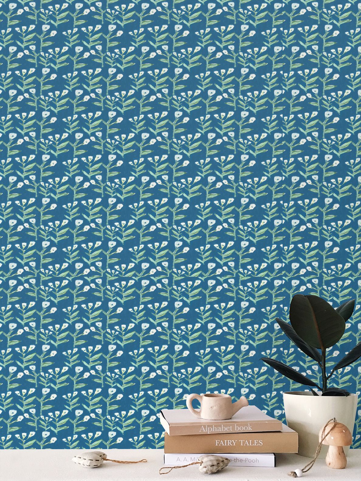 Sydney Wallpaper Marine repeat pattern in blue-green botanical motif Erin Donahue Tice on Tampa Home & Garden Store