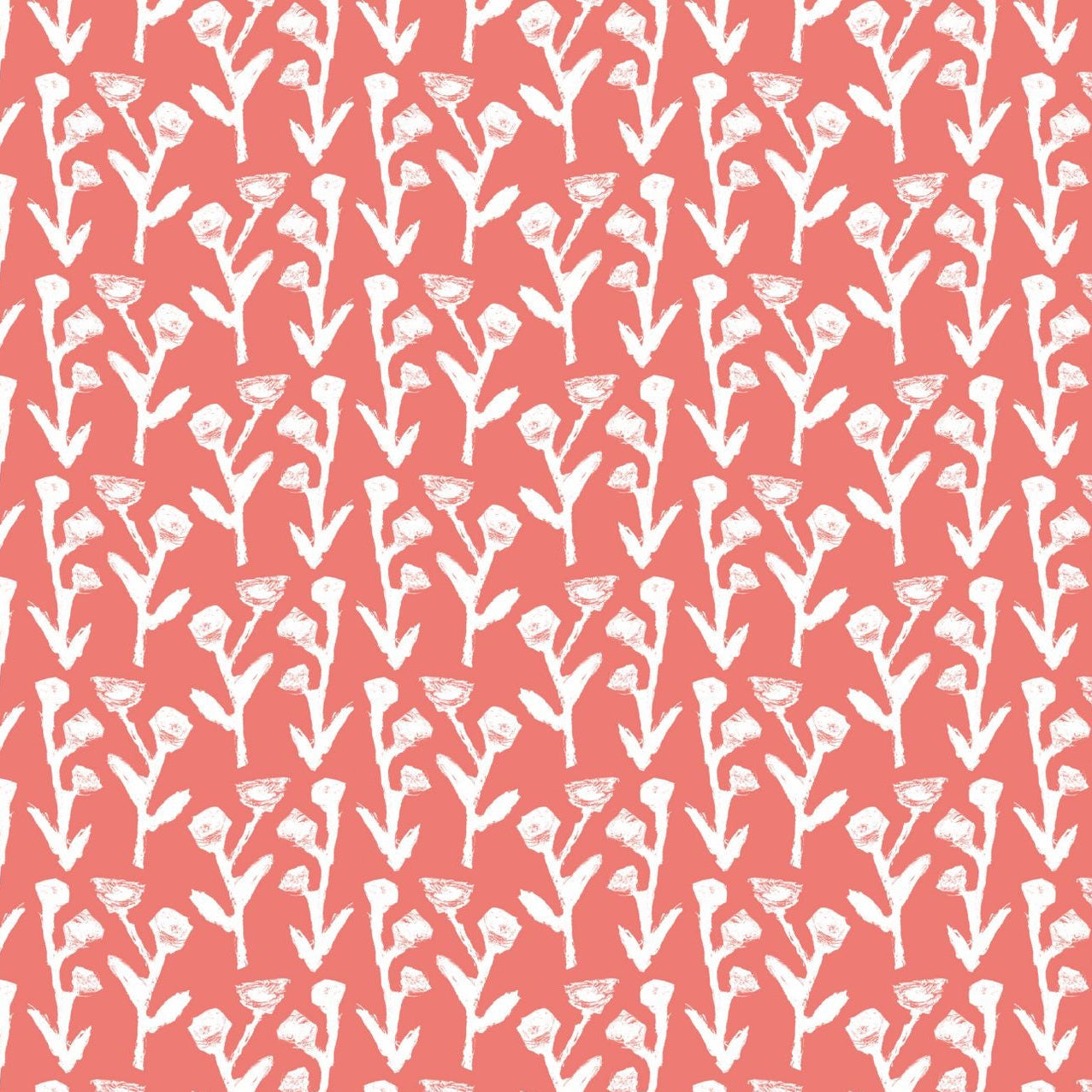 Ivy Manor Wallpaper Coral repeat pattern by Erin Donahue Tice on Tampa Home & Garden Store
