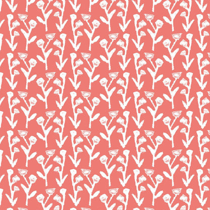 Ivy Manor Wallpaper Coral repeat pattern by Erin Donahue Tice on Tampa Home & Garden Store