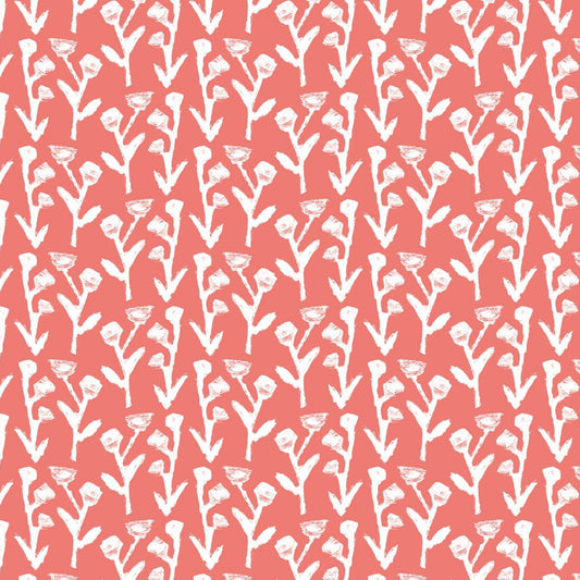 Ivy Manor Wallpaper Coral repeat pattern by Erin Donahue Tice on Tampa Home & Garden Store