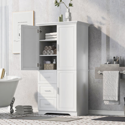 Tall and wide storage cabinet with doors in white for bathroom or office by HouseOfZazla on Tampa Home & Garden Store